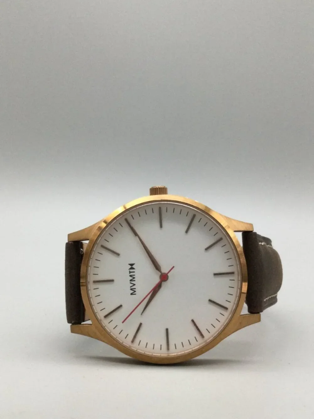 MVMT 40mm Mens Watch Rose Gold Tone Brown Leather Band